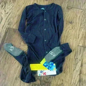NWT black Kickee Pants Snap Footie bamboo pajamas
